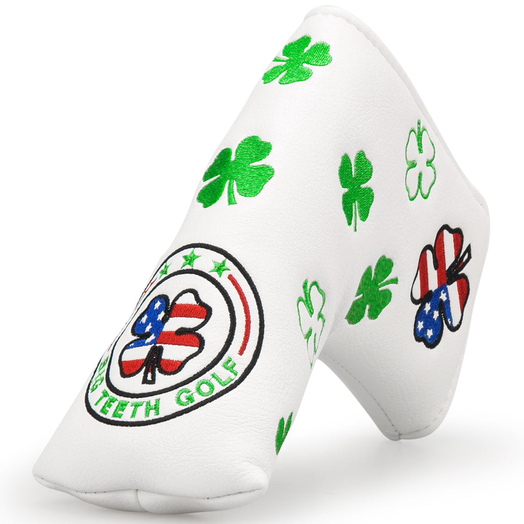 White Leather Four-Leaf Clover Golf Headcover Set