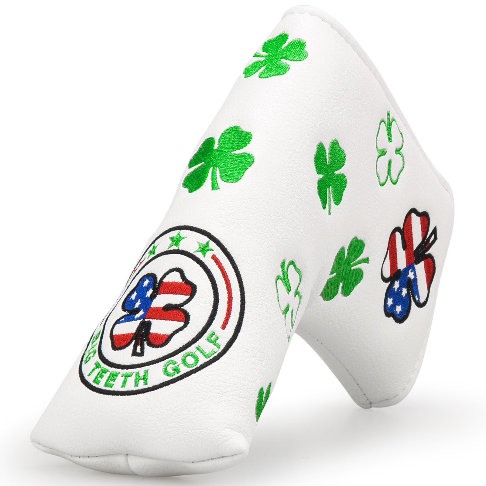 White Leather Four-Leaf Clover Golf Headcover Set