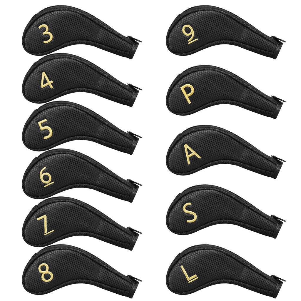 Black Fabric Zipper Iron Headcover 11PCS