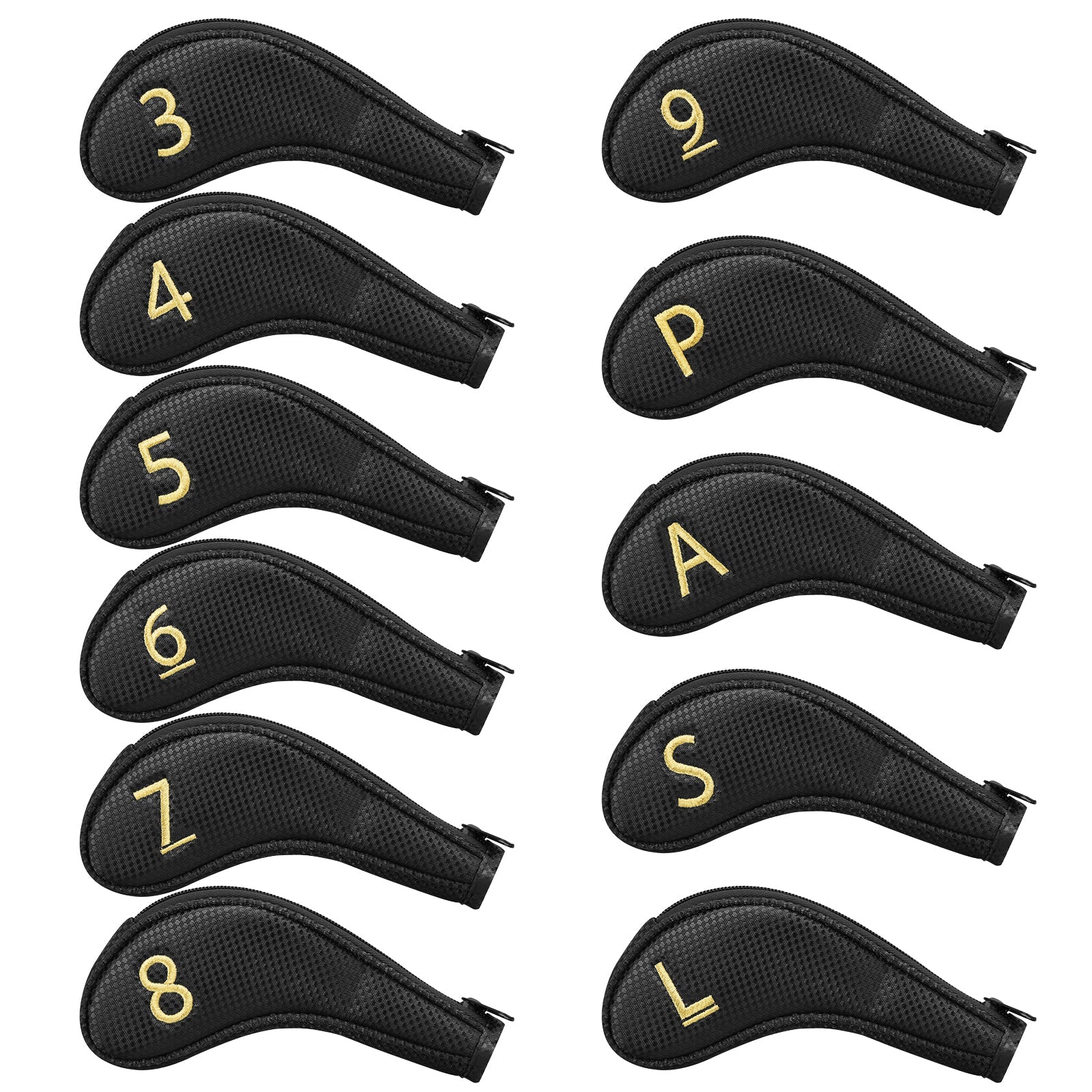 Black Fabric Zipper Iron Headcover 11PCS