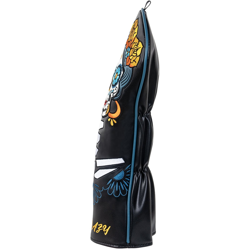 Black Day of the Dead Embroidered Wooden Head Cover