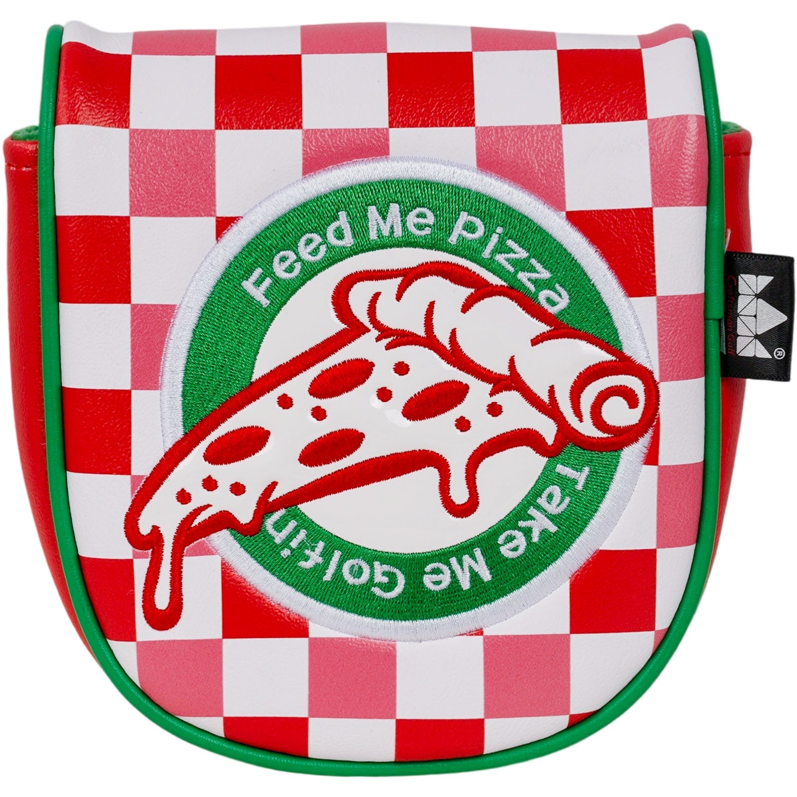 Red and White Plaid Pizza Putter Golf Headcover