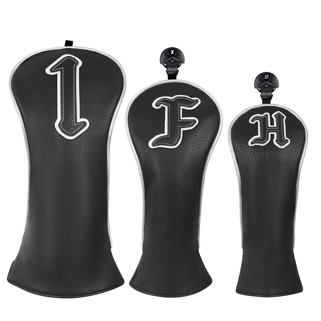Black Silver Piping Driver Head Cover Set