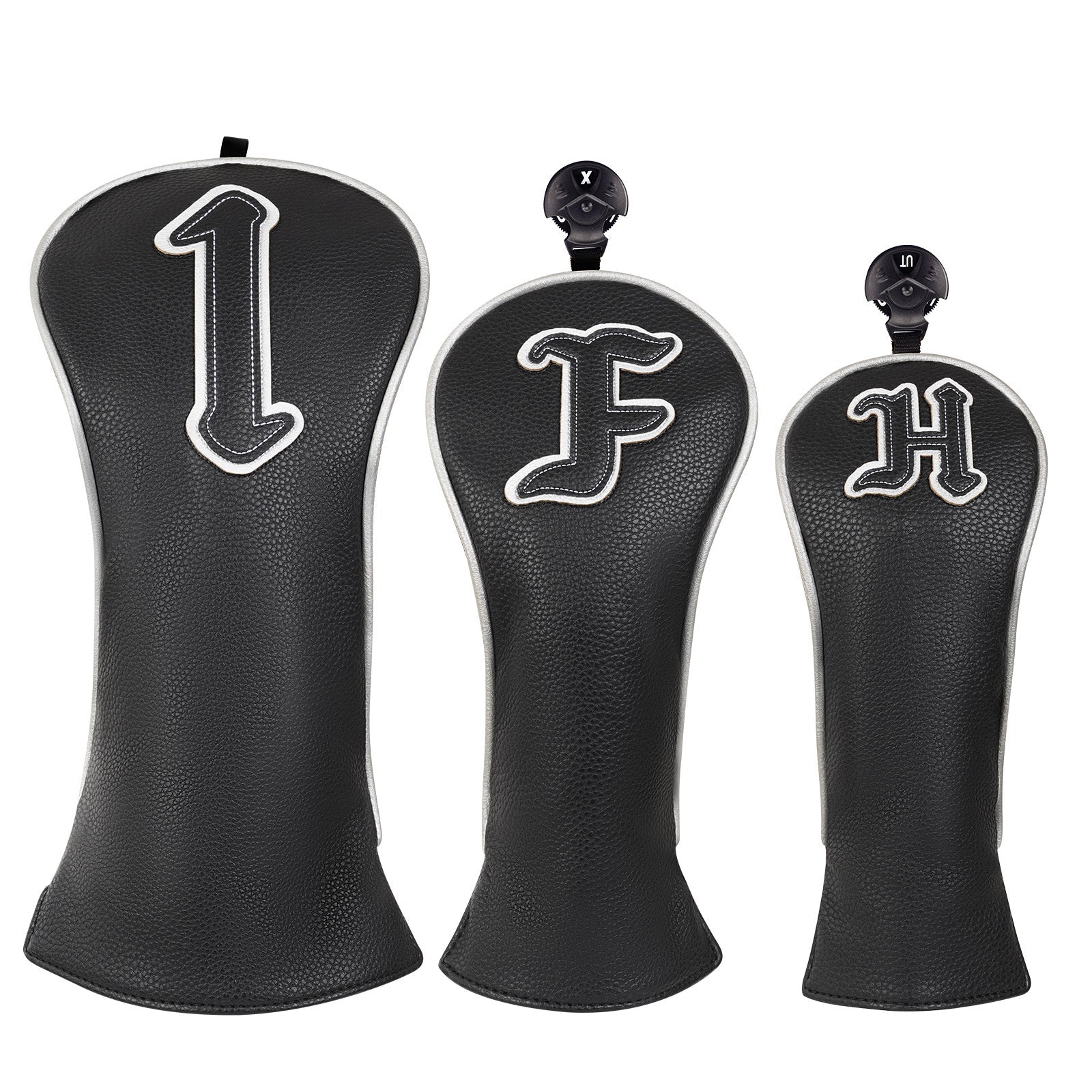 Black Silver Piping Driver Head Cover Set