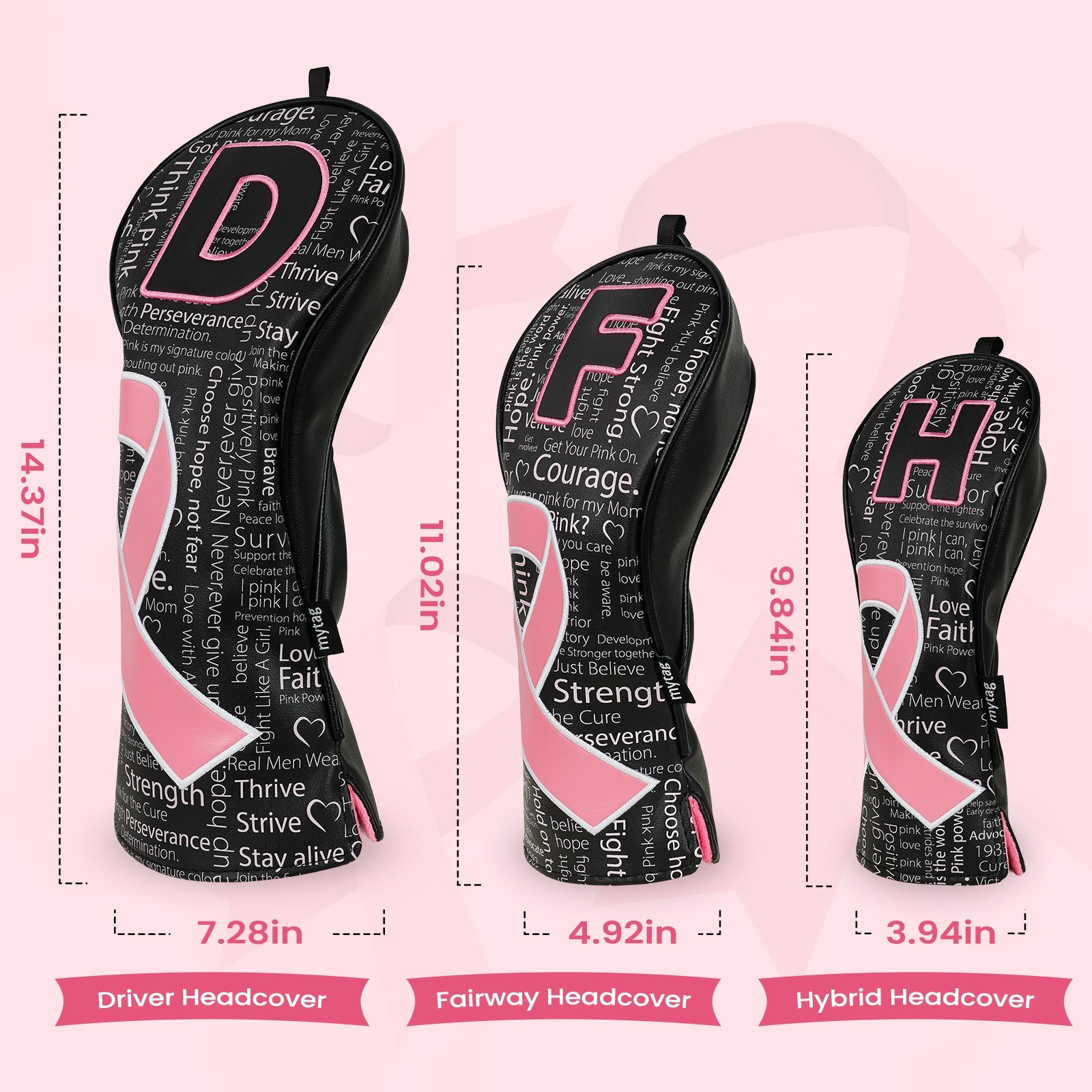 Prevention of Breast Cancer Driver Golf Head Cover