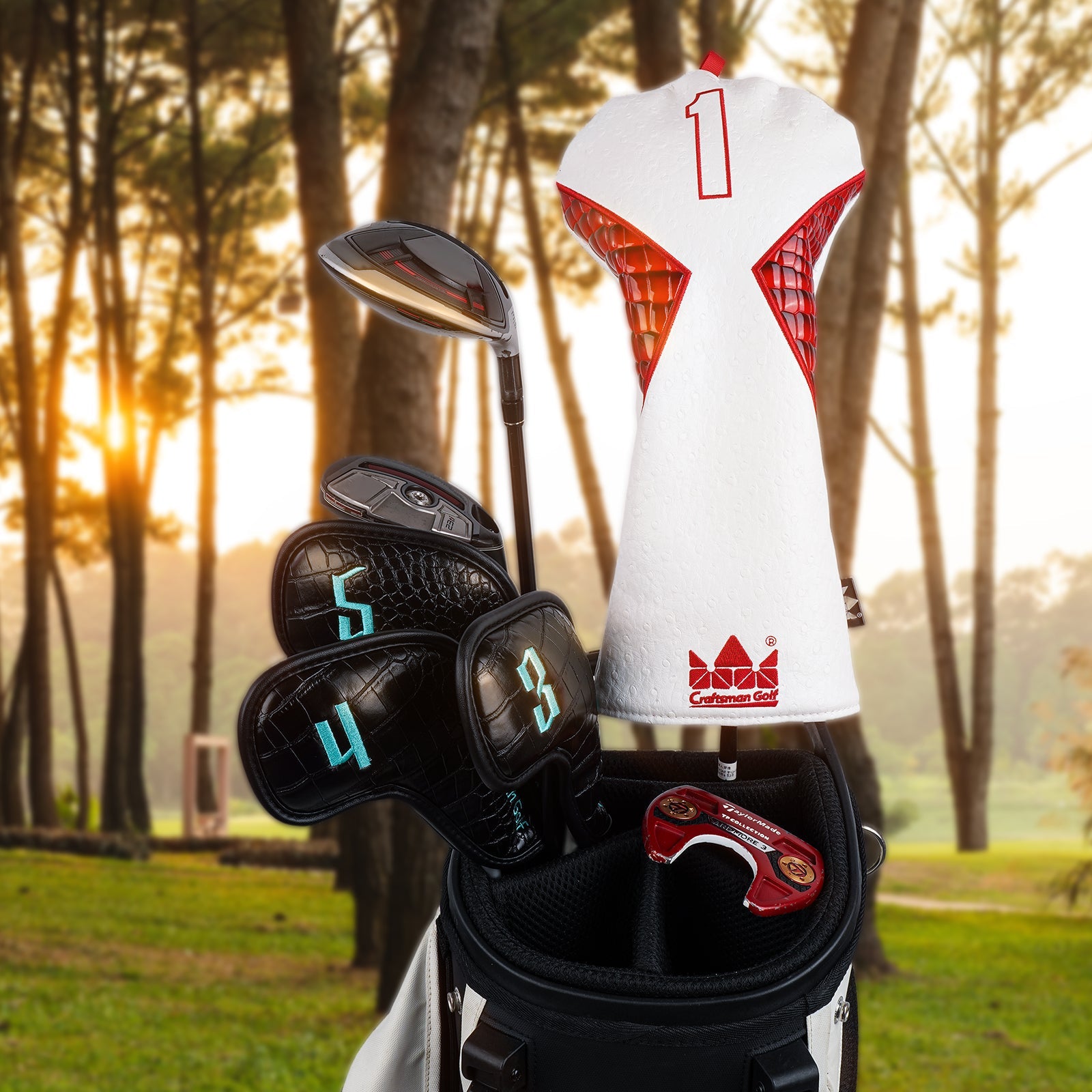 Ostrich Bottom Crocodile  Pattern Patch Driver Golf Headcover