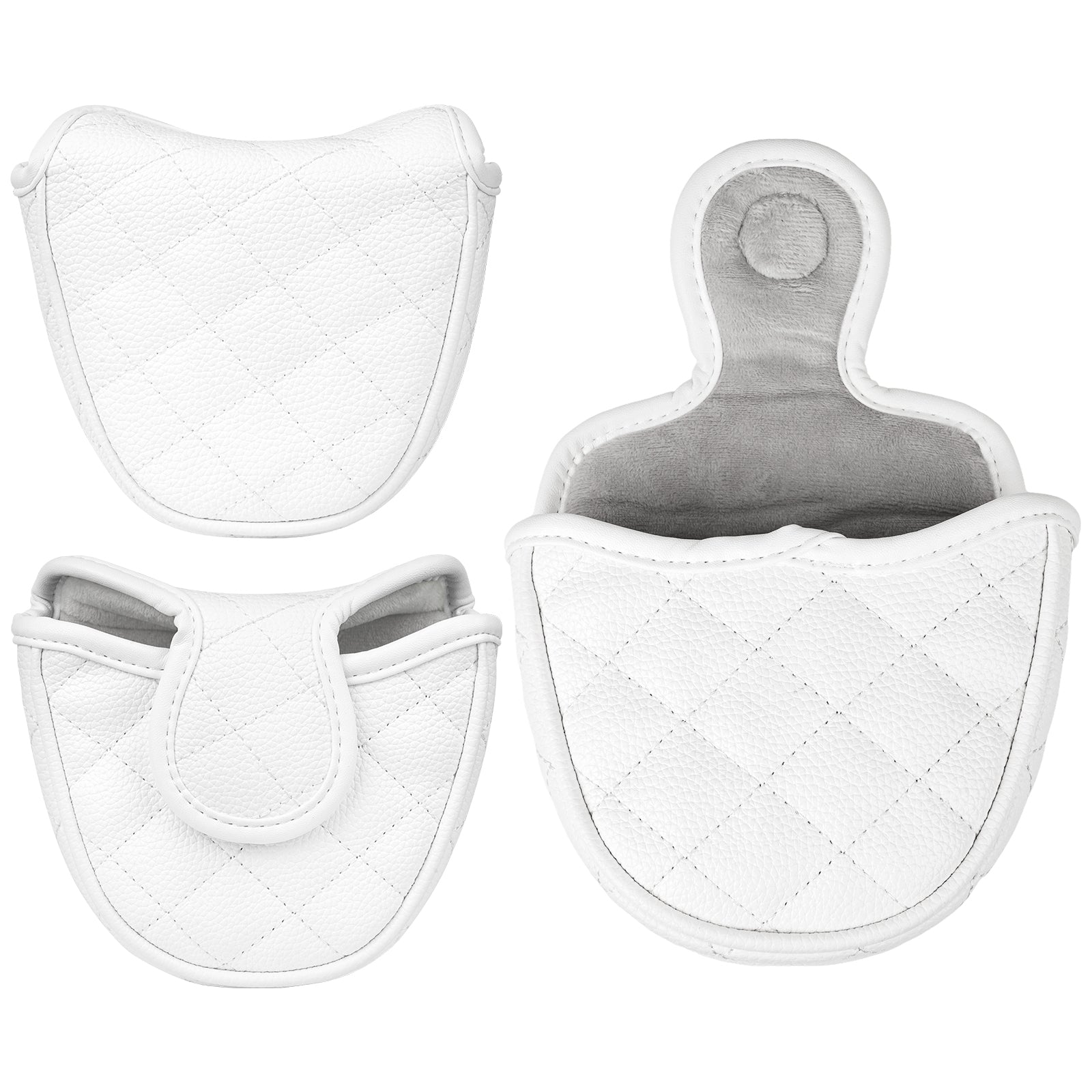 White Black Diamond Litchi Pattern Putter Headcover