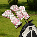 Green Pink Check Golf Headcover Set