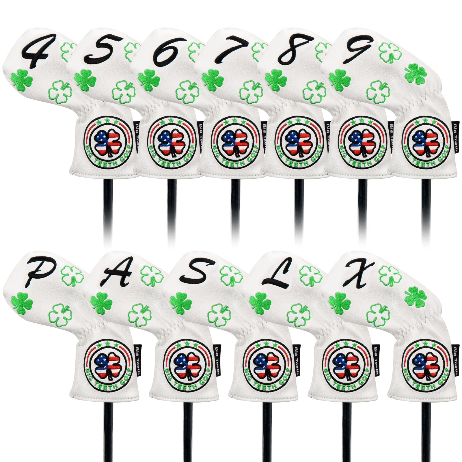 White Leather Four-Leaf Clover Golf Headcover Set