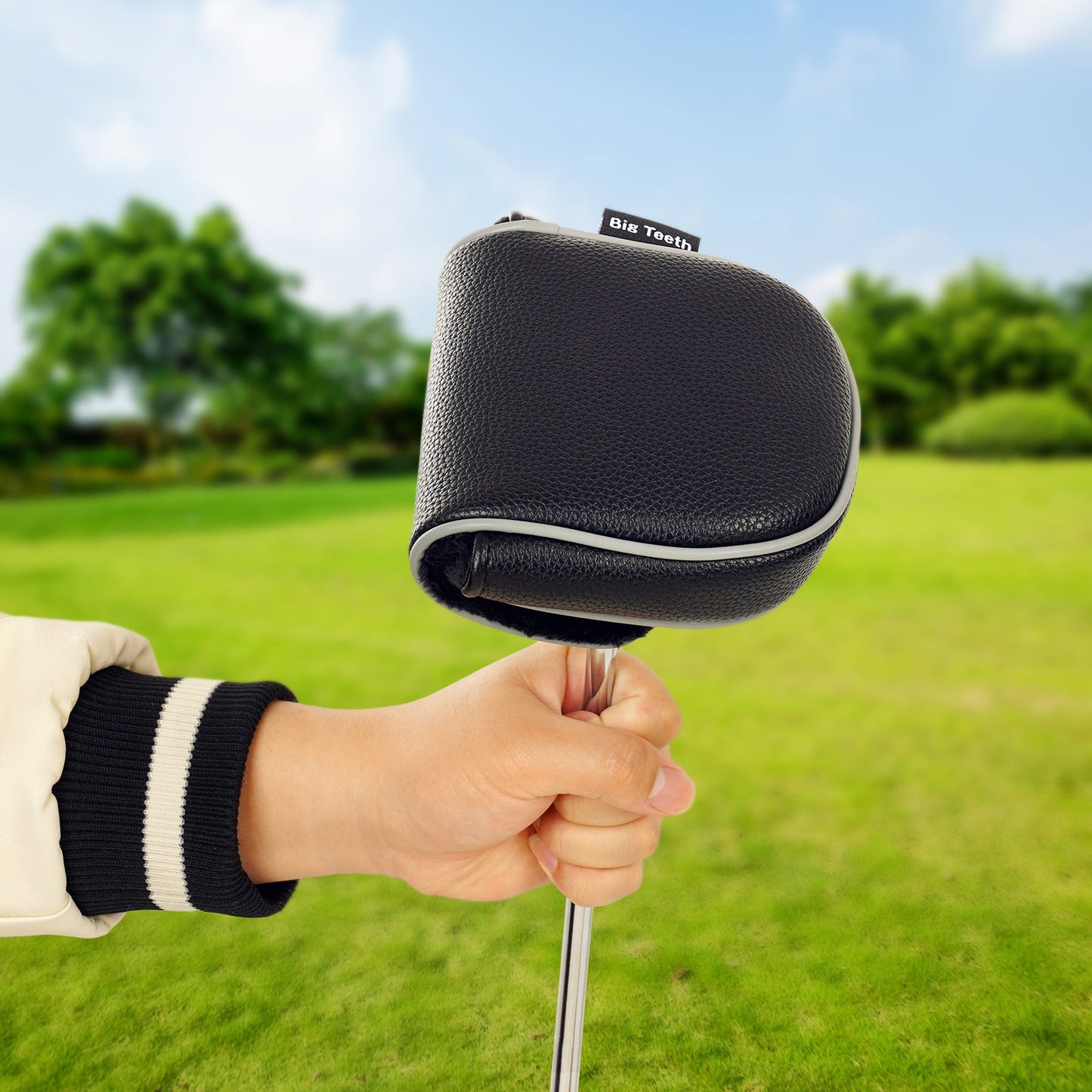 Black Large Litchi Pattern Binaural Ssquare Putter Headcover