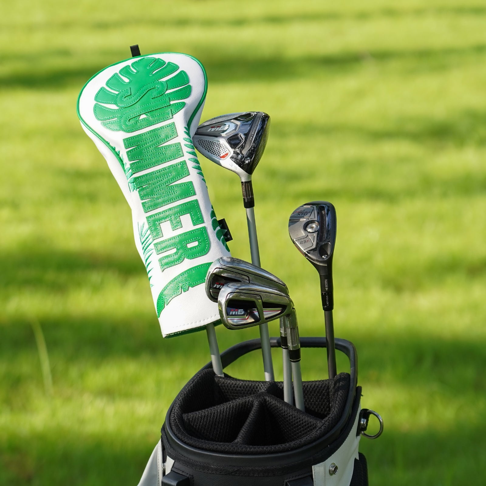 Green Turtle Back Leaf Three-piece Driver Golf Headcover