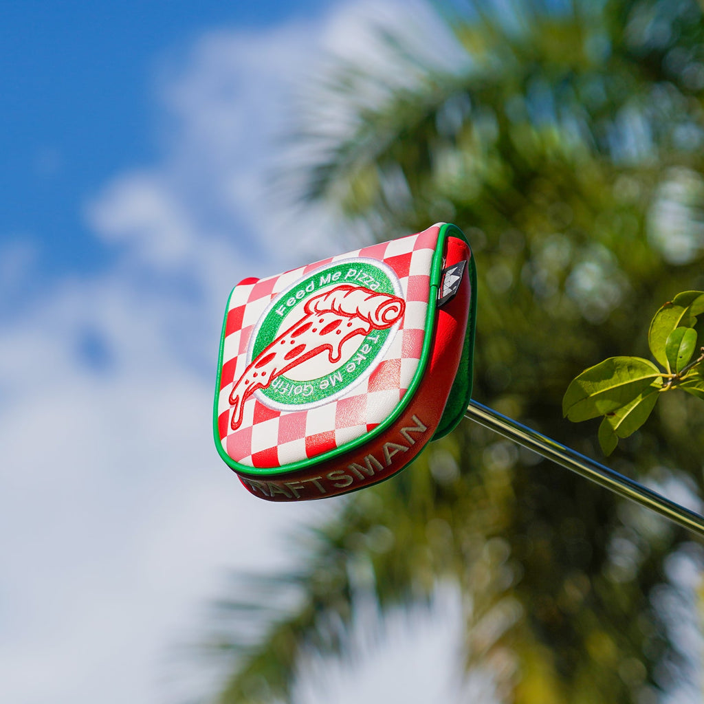Red and White Plaid Pizza Putter Golf Headcover