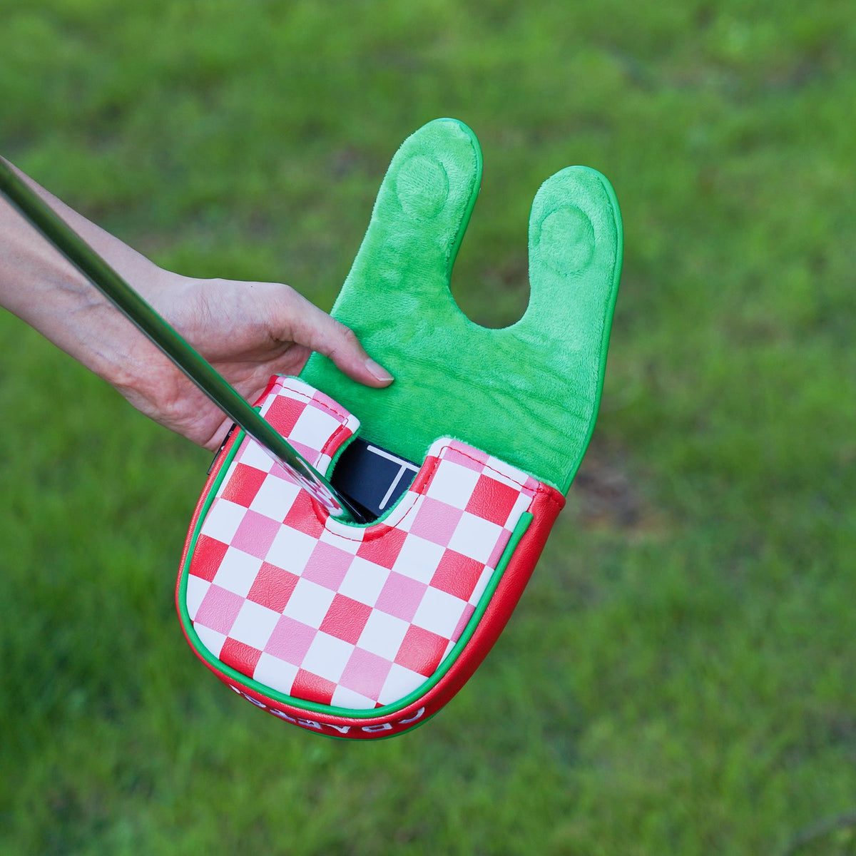 Red and White Plaid Pizza Putter Golf Headcover
