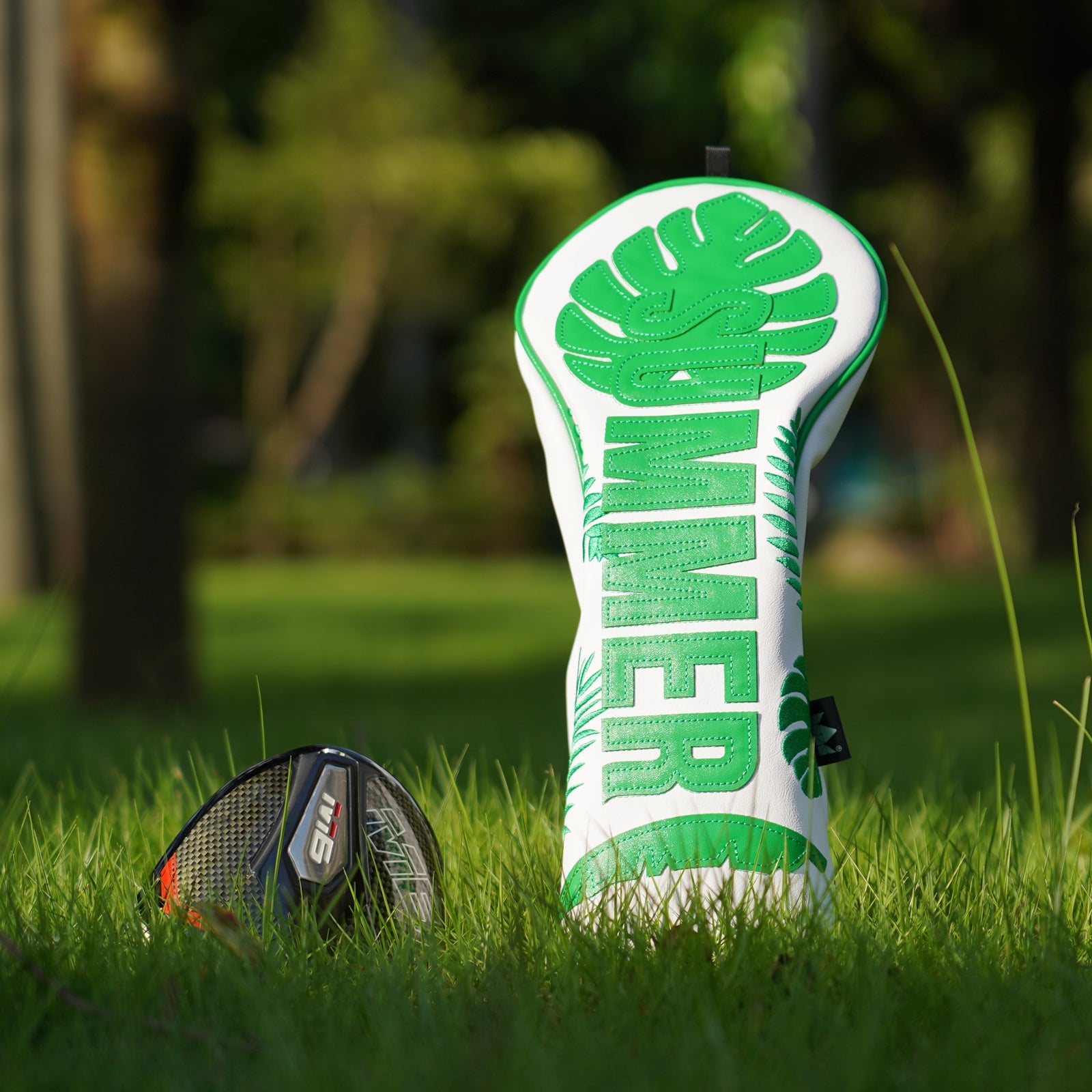 Green Turtle Back Leaf Three-piece Driver Golf Headcover