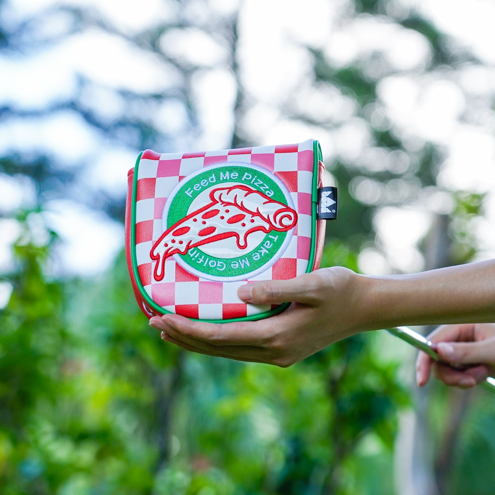 Red and White Plaid Pizza Putter Golf Headcover