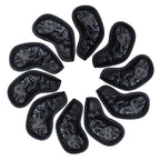 Black Star Embroidery Velcro Iron Headcover Set 10pcs