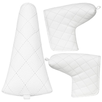 White Black Diamond Litchi Pattern Putter Headcover