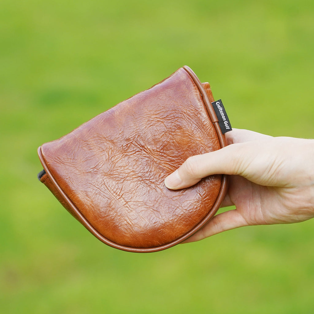 Brown Leather Mallet Putter Golf Head Cover
