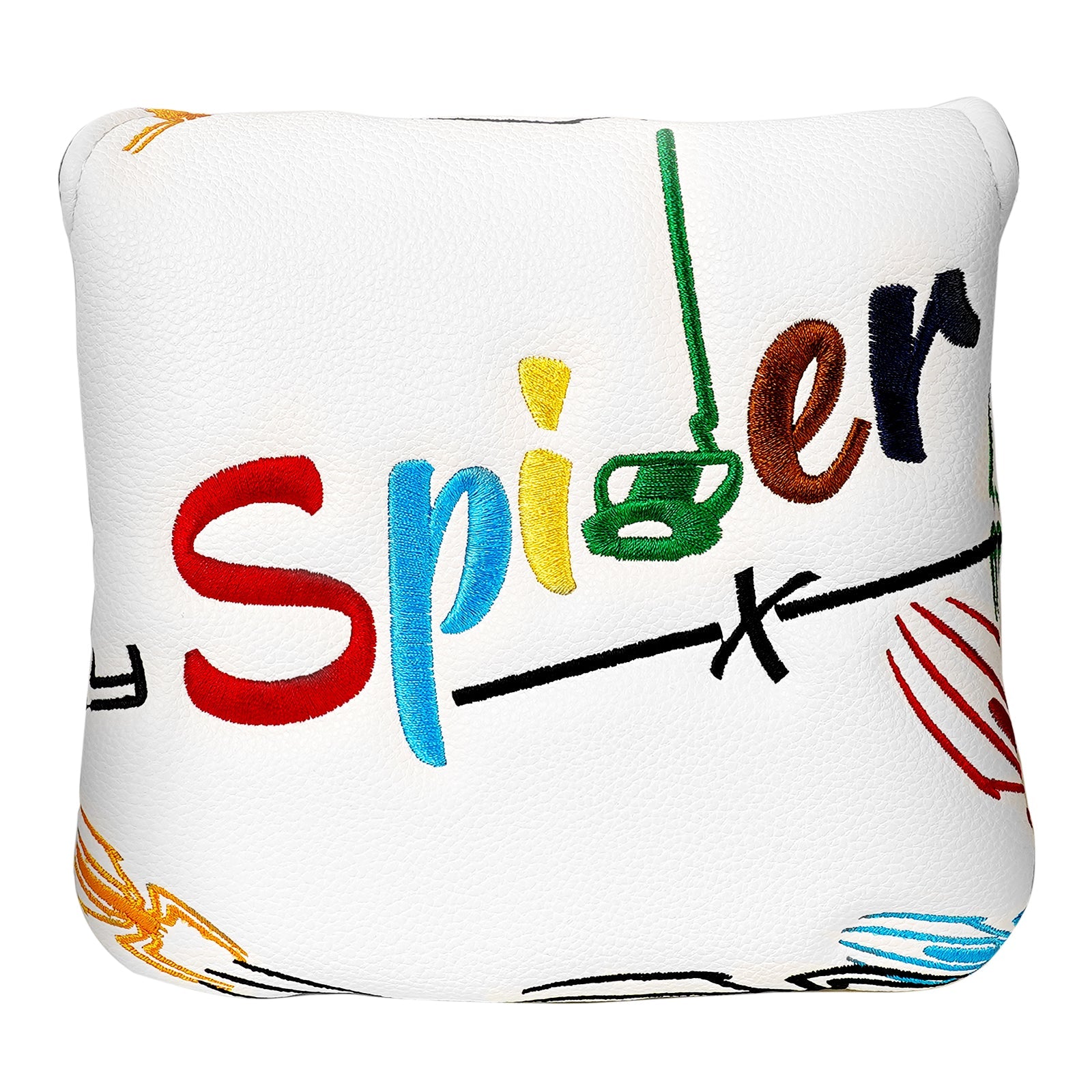 White PU Colorful Spider Square Putter Head Cover
