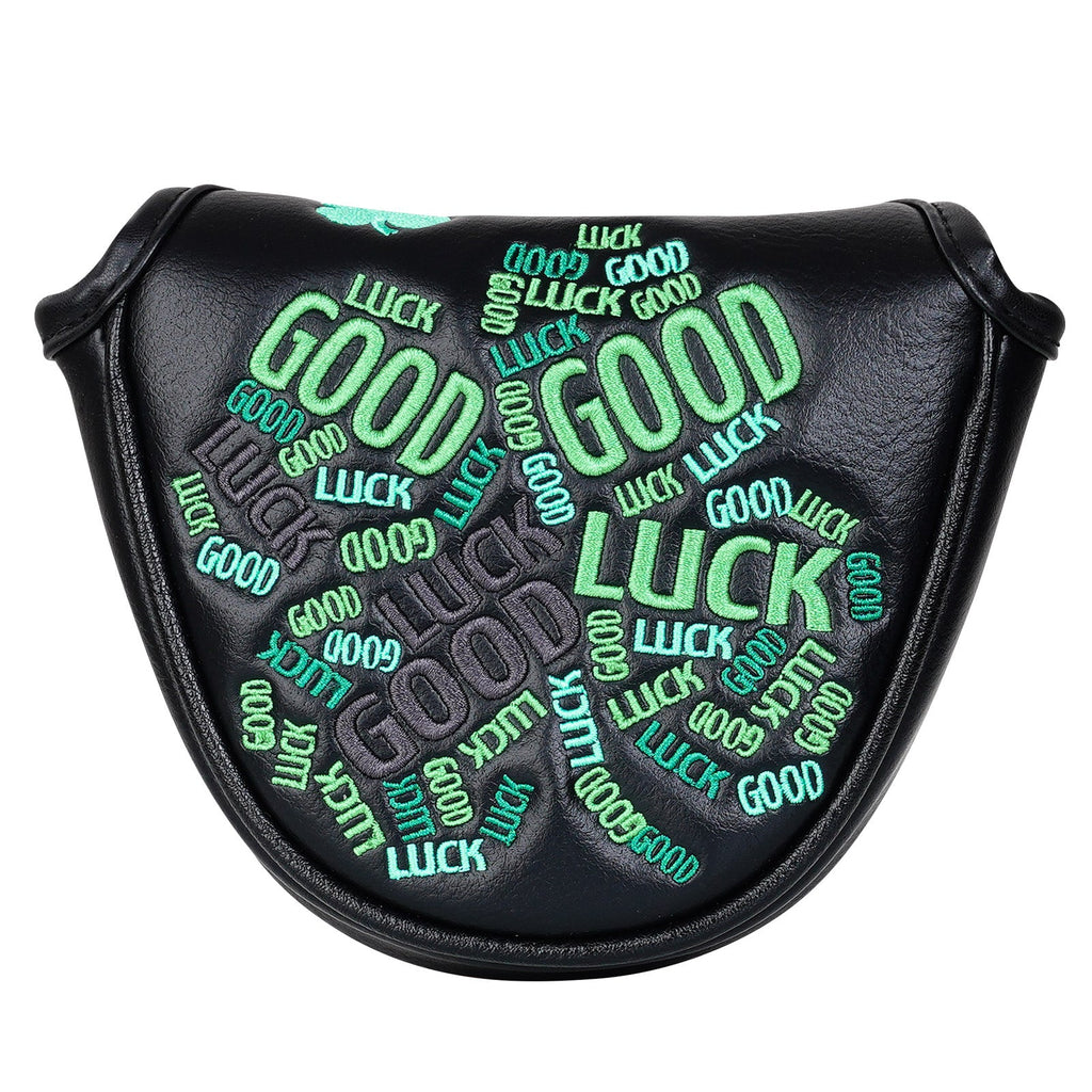 Black Green Luck Leaf Mallet Putter Head Cover