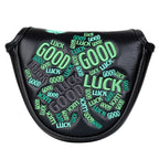 Black Green Luck Leaf Mallet Putter Head Cover