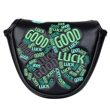 Black Green Luck Leaf Mallet Putter Head Cover
