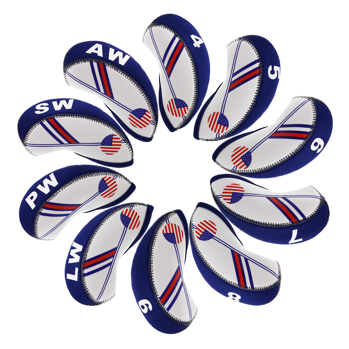 Blue and white Splicing Iron Headcover 10pcs