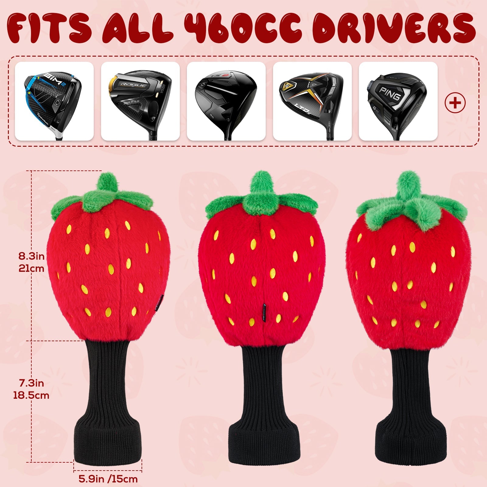 Soft Strawberry Golf Driver Cover