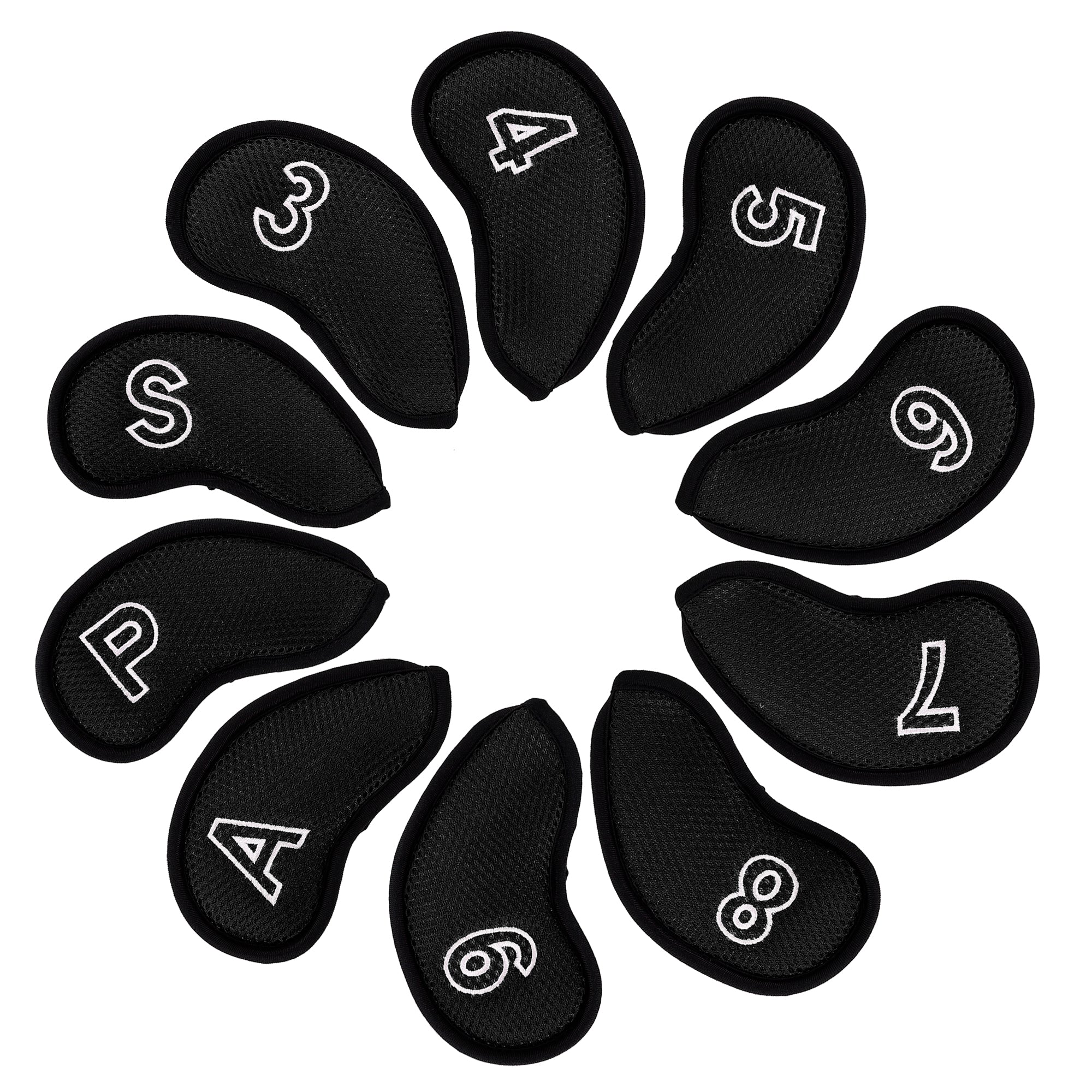 10 pcs/Set Black Meshy Golf Iron Head Covers