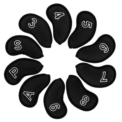10 pcs/Set Black Meshy Golf Iron Head Covers