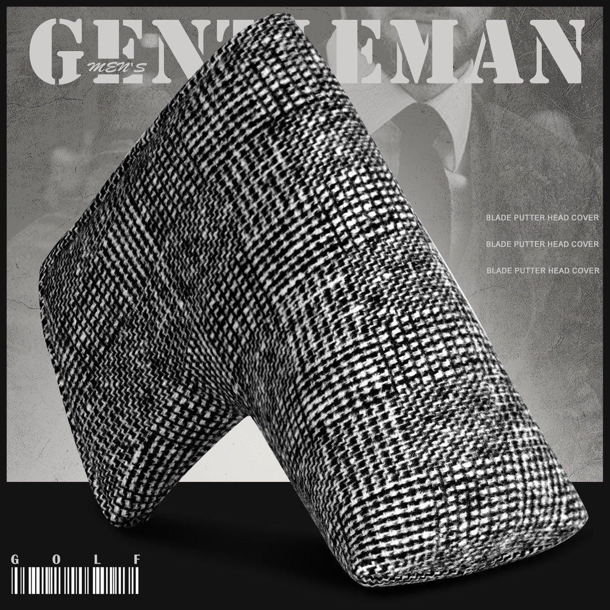 Gray Blue Knitted Blade Putter Head Cover