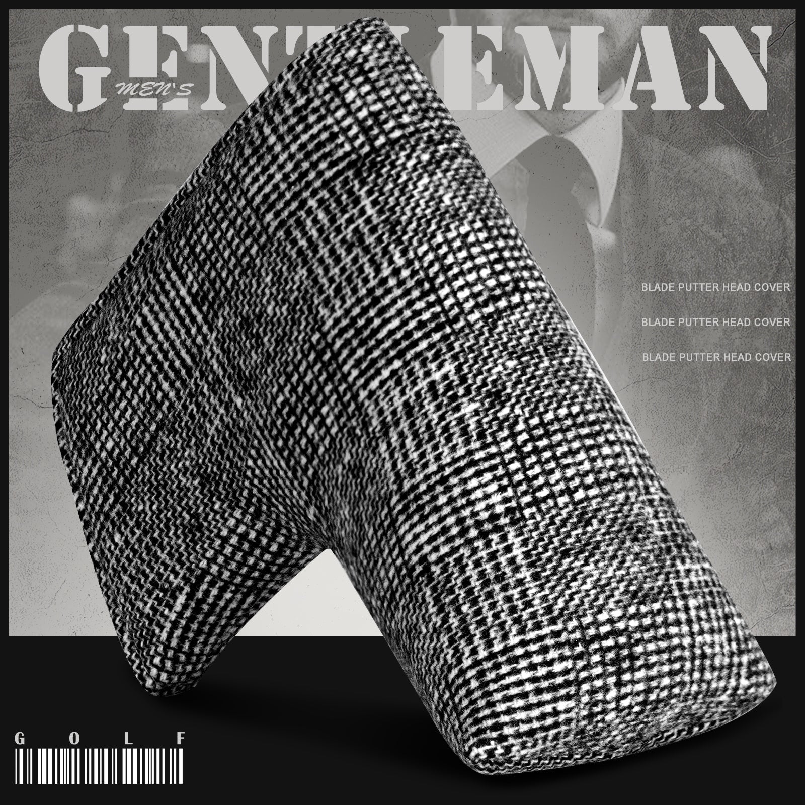 Gray Blue Knitted Blade Putter Head Cover