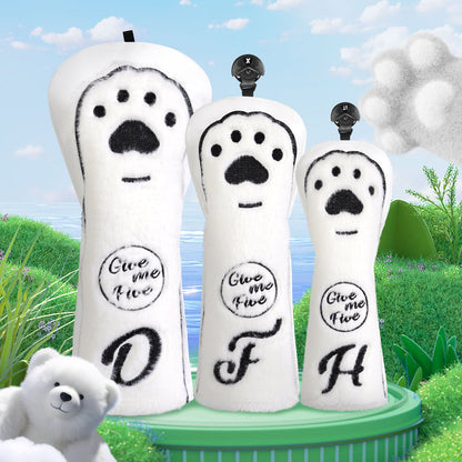 Long Plush Bear Paw Wood Head Cover Set