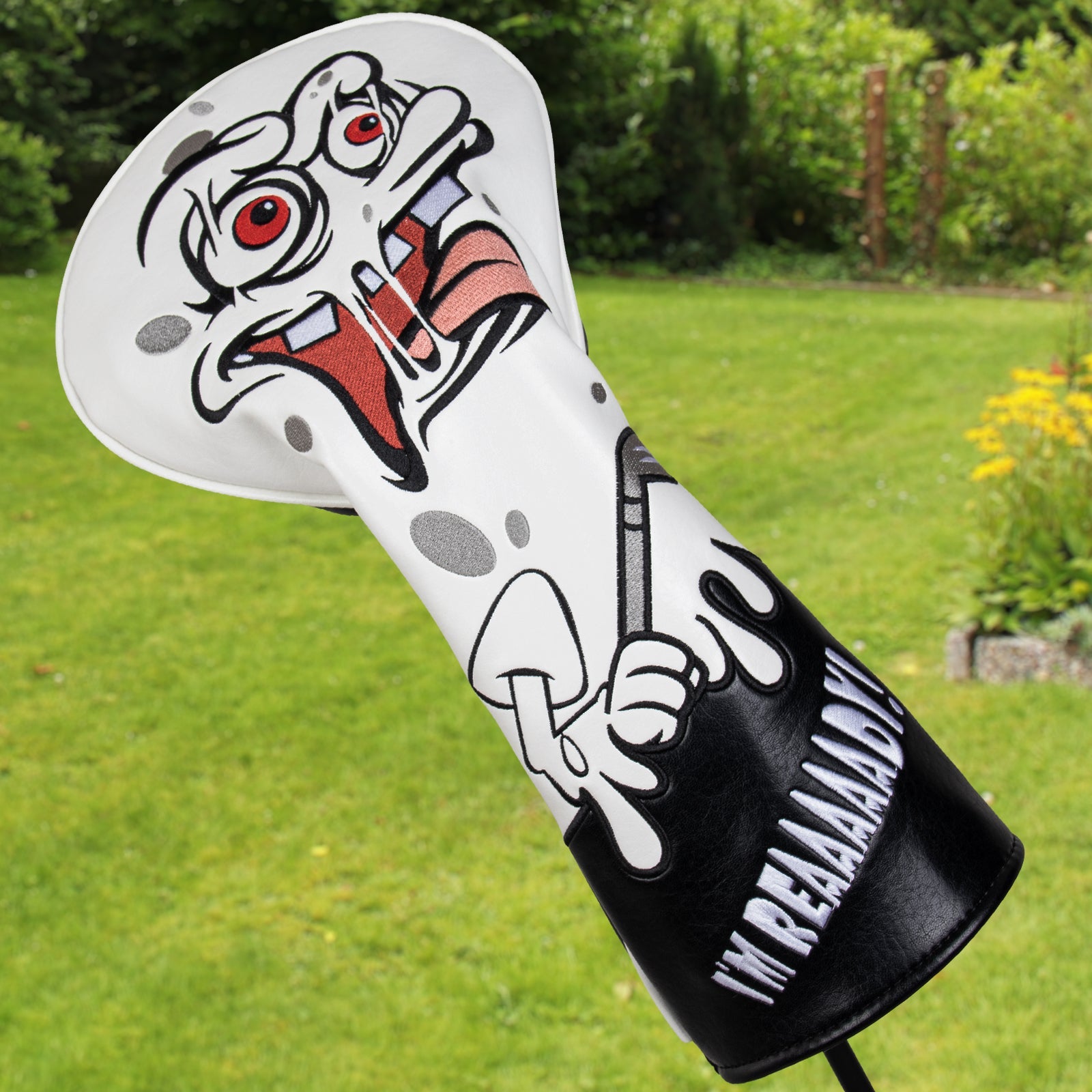 White Stitching Black Leather Spongebob Driver Headcover