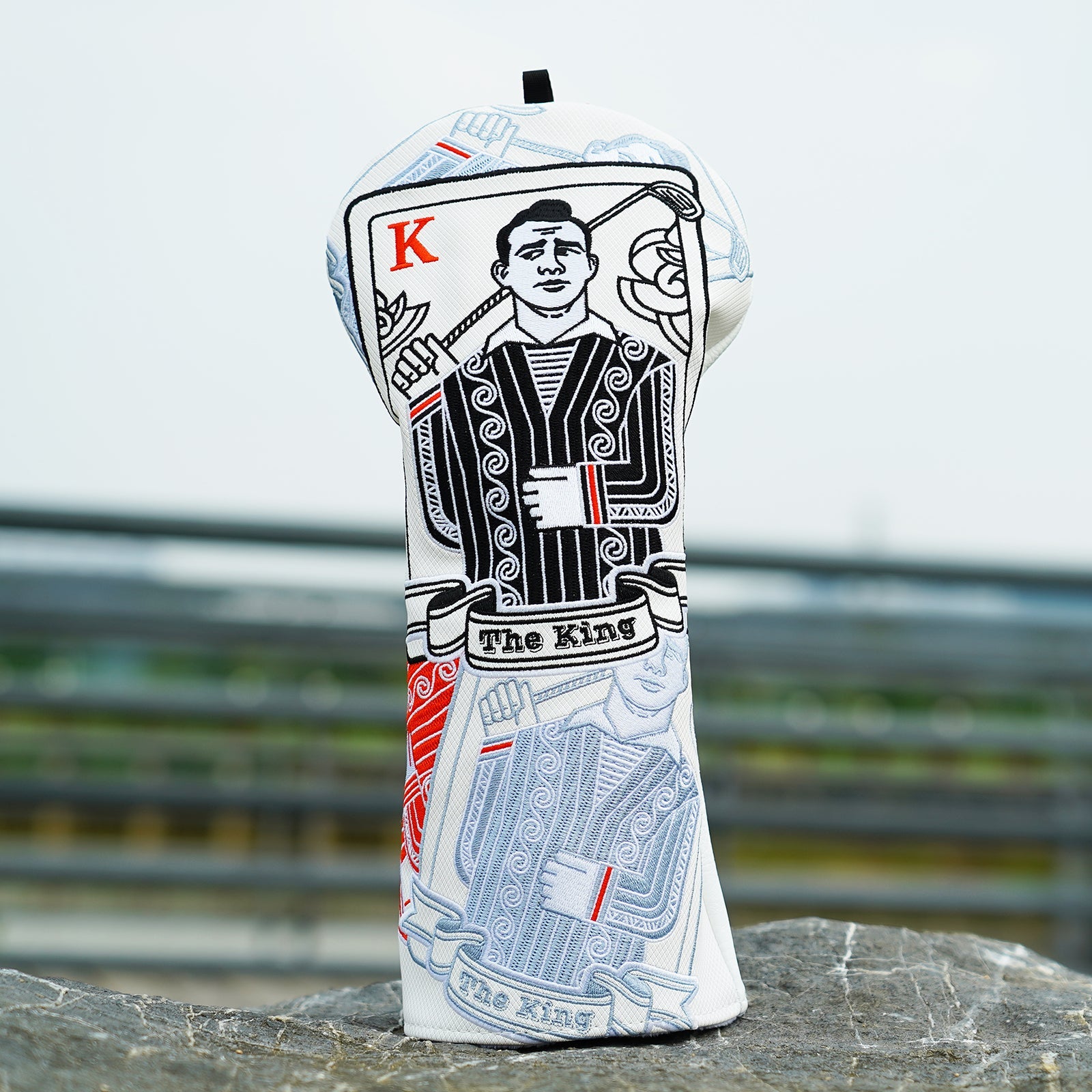 White PU King Driver Golf Head Cover