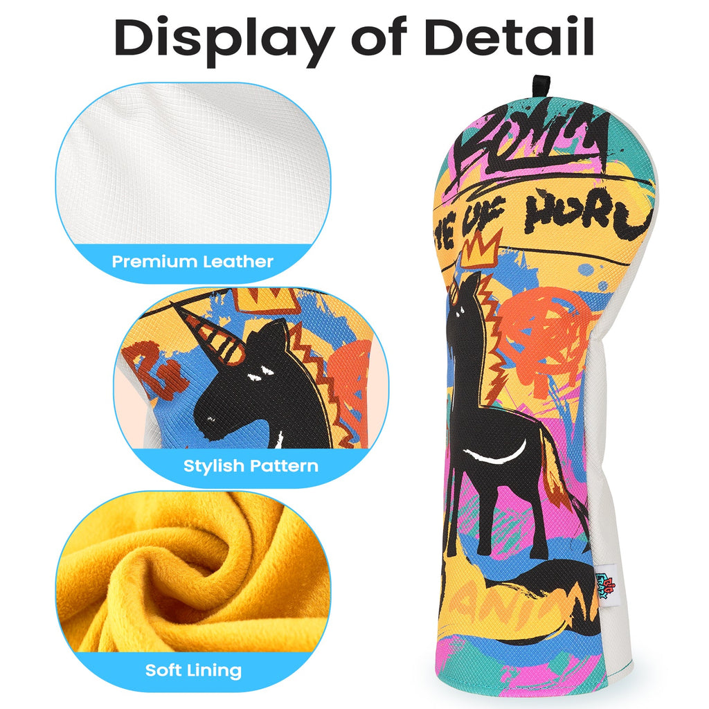 White Graffiti Unicorn Driver Head Cover