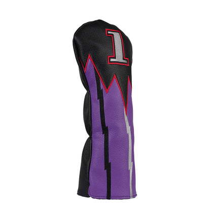 Black& Purple PU Driver Head Cover