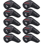 Black Embroidery Velcro Iron Headcover Set 10pcs