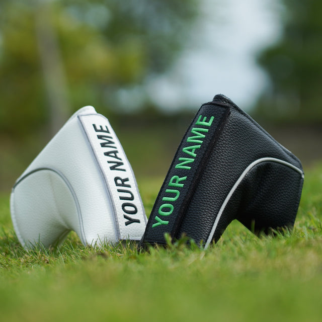 White Large Litchi Pattern Blade Putter Golf Headcover