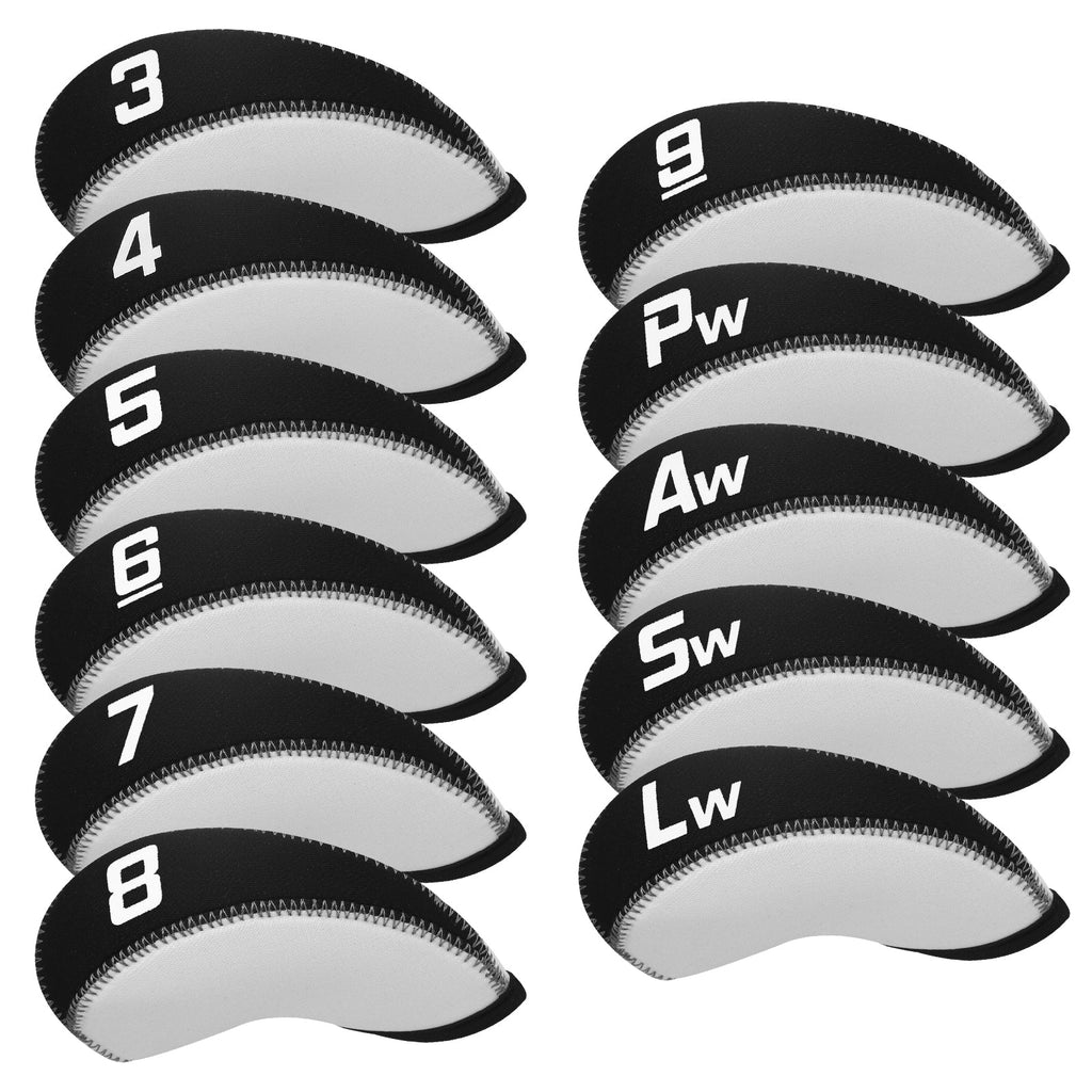 Black Neoprene Iron Head Covers Set 11pcs（3-9, Pw, Aw, Sw, Lw）