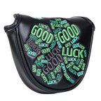 Black Green Luck Leaf Mallet Putter Head Cover
