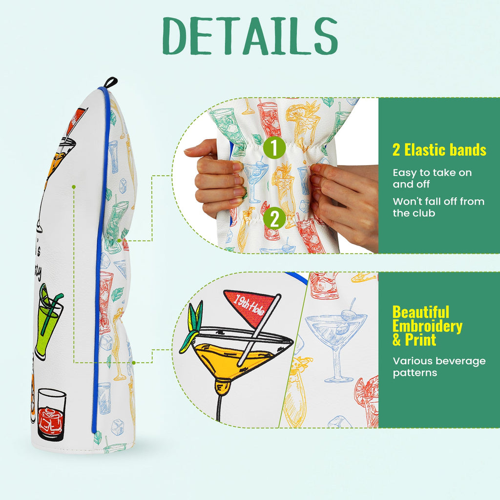 White 19 Hole Driver Golf Head Cover