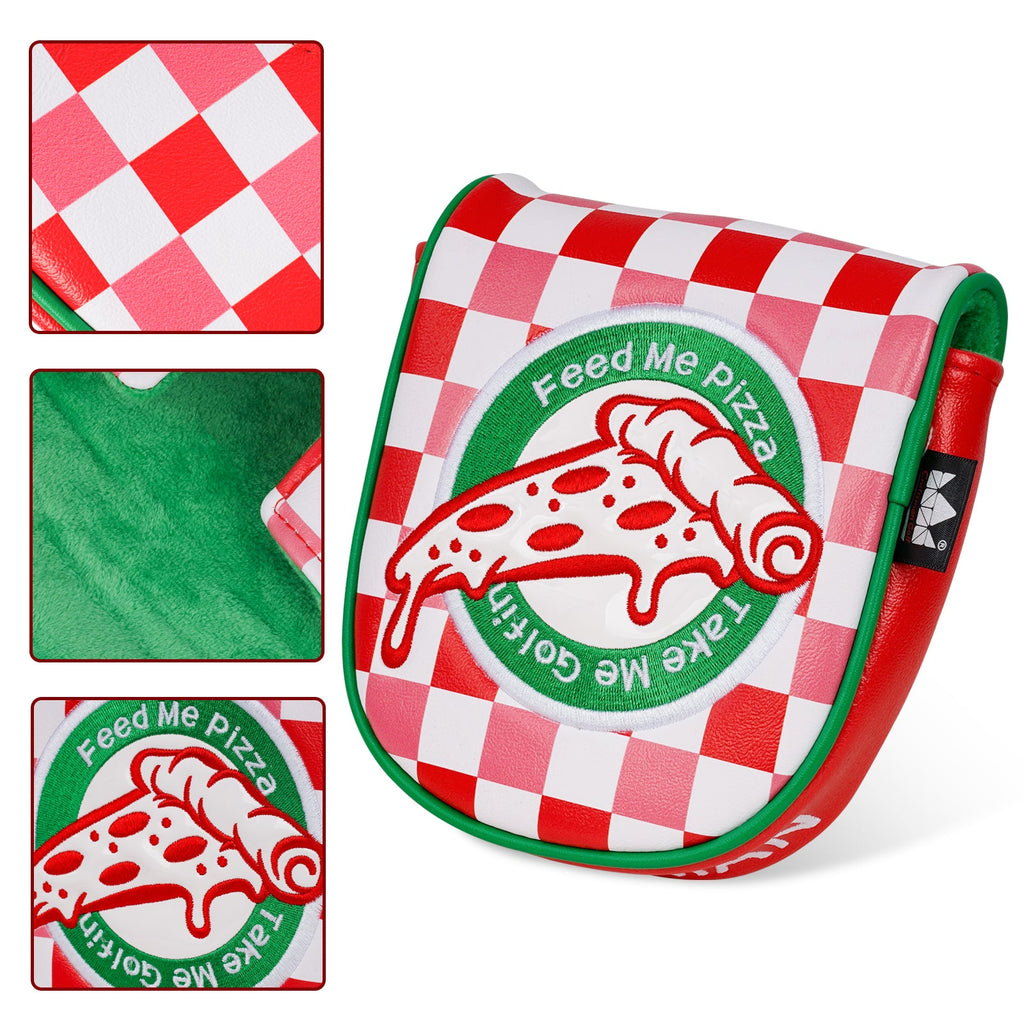 Red and White Plaid Pizza Putter Golf Headcover