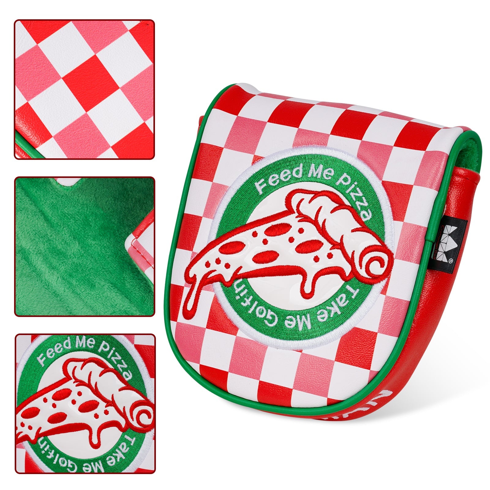 Red and White Plaid Pizza Putter Golf Headcover
