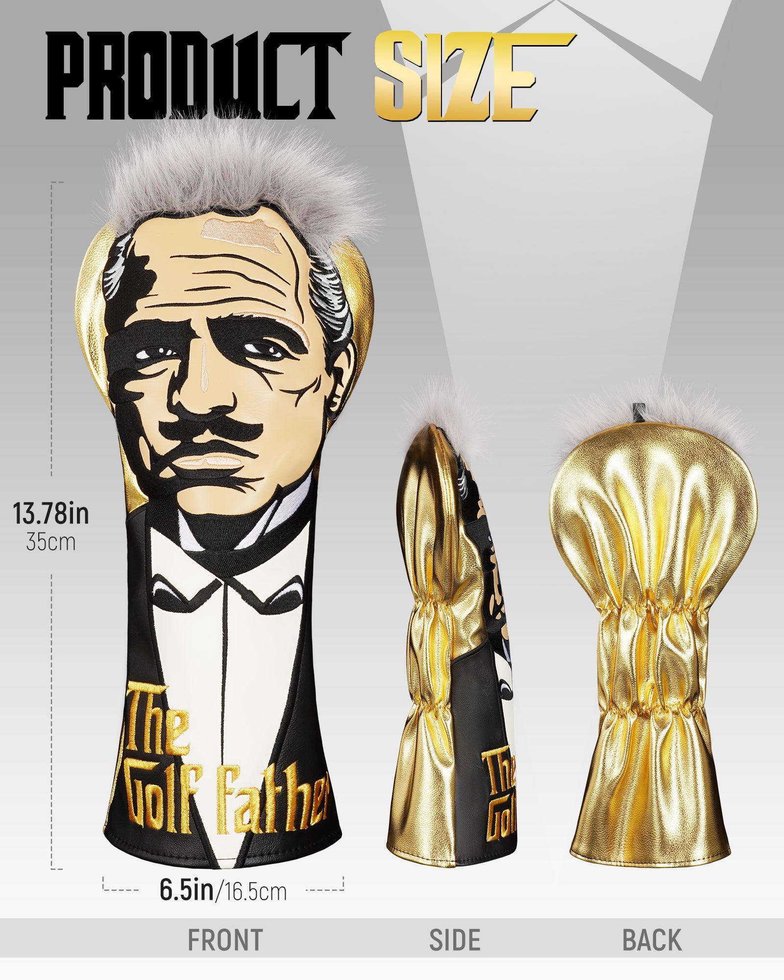 Golden PU Godfather Driver Head Cover