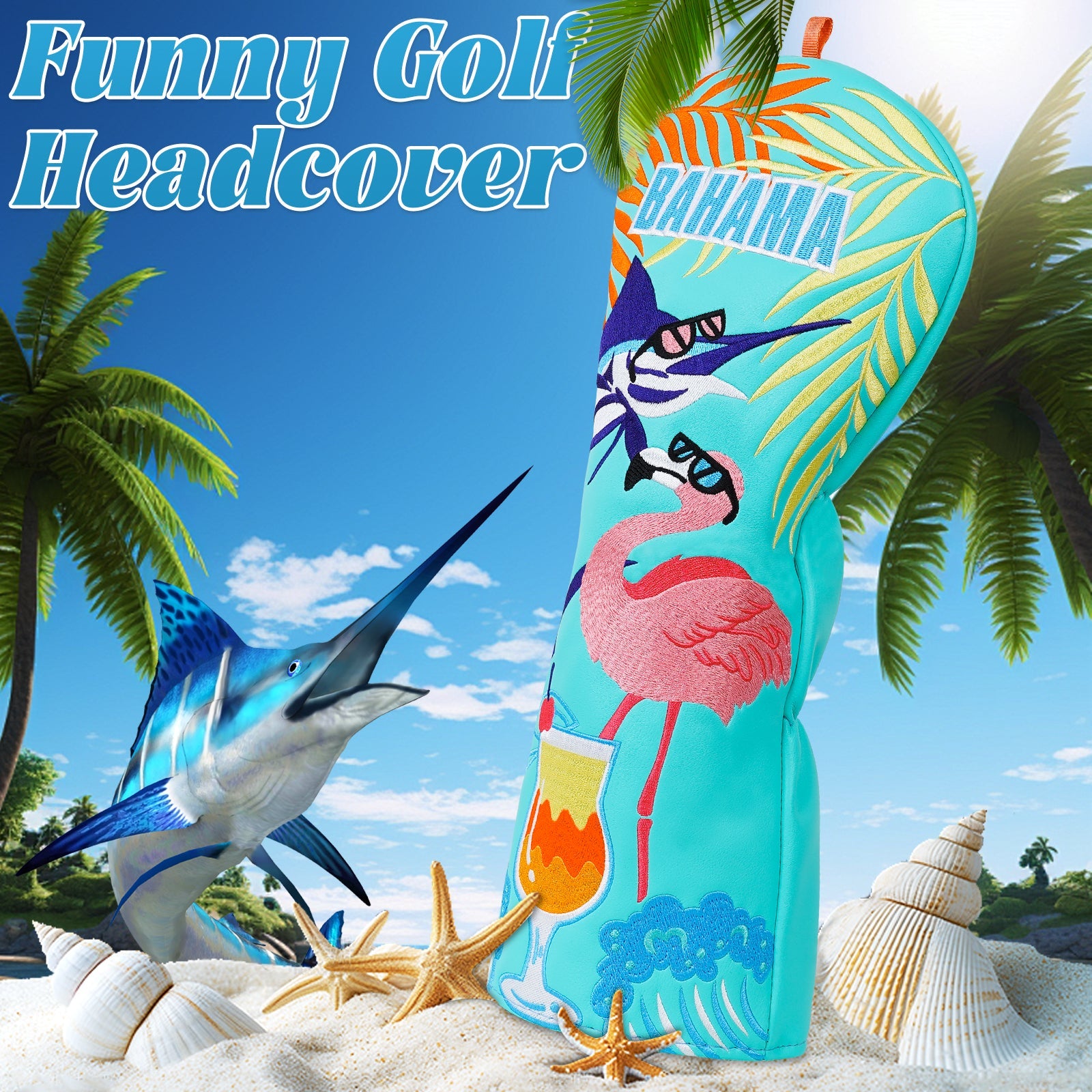 Blue PU bahama Driver Head Cover