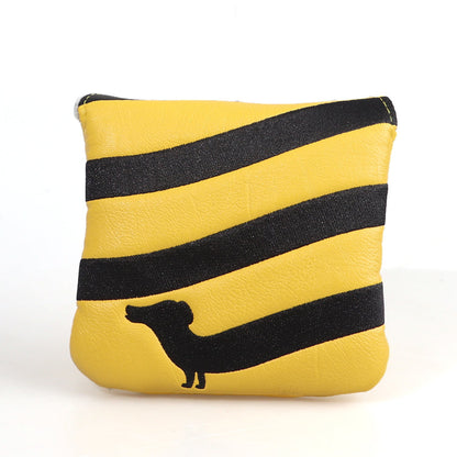 Yellow Black Dog Square Putter Head Cover