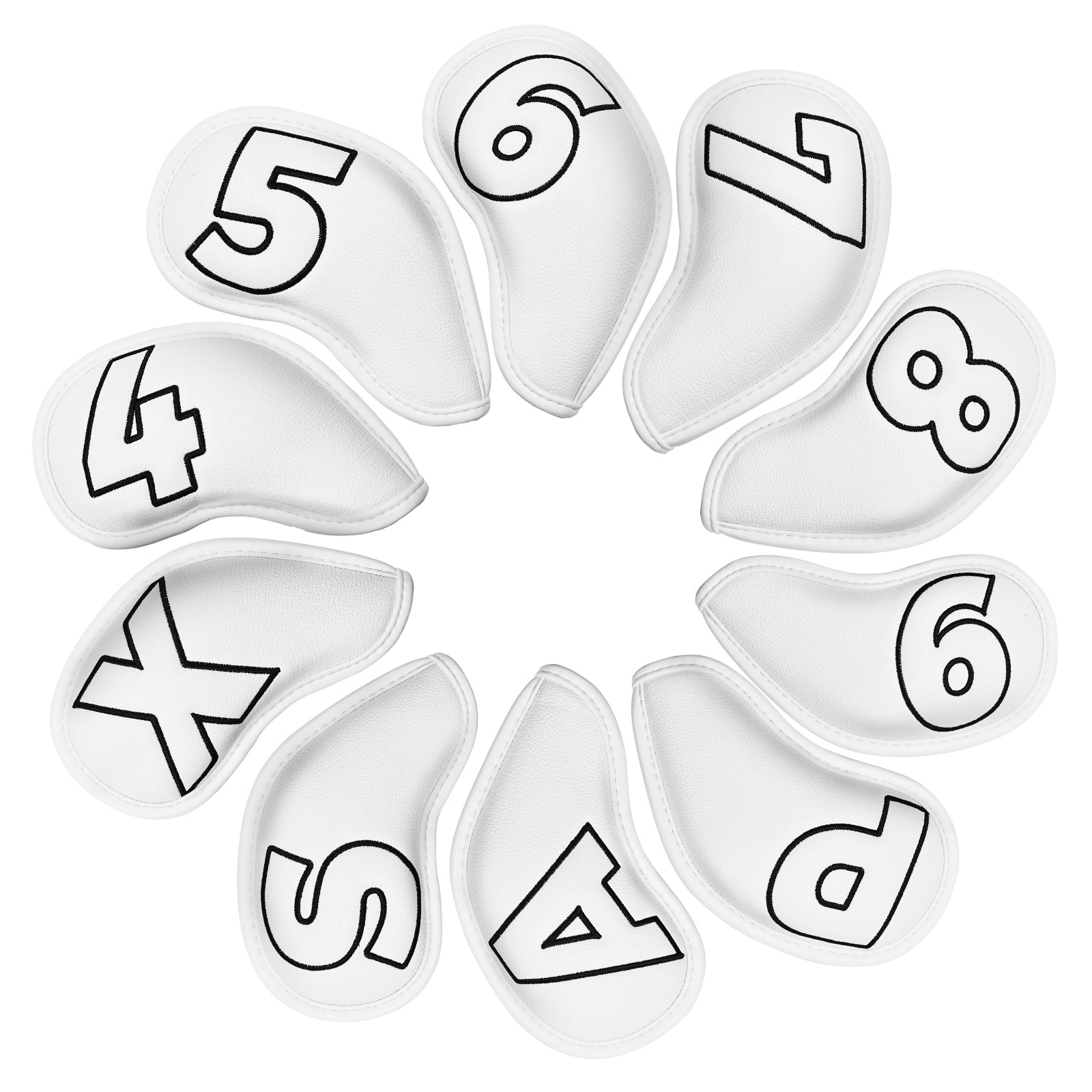 White PU Black Stitch iron 10pcs£¨4-9,P,A,S,X)