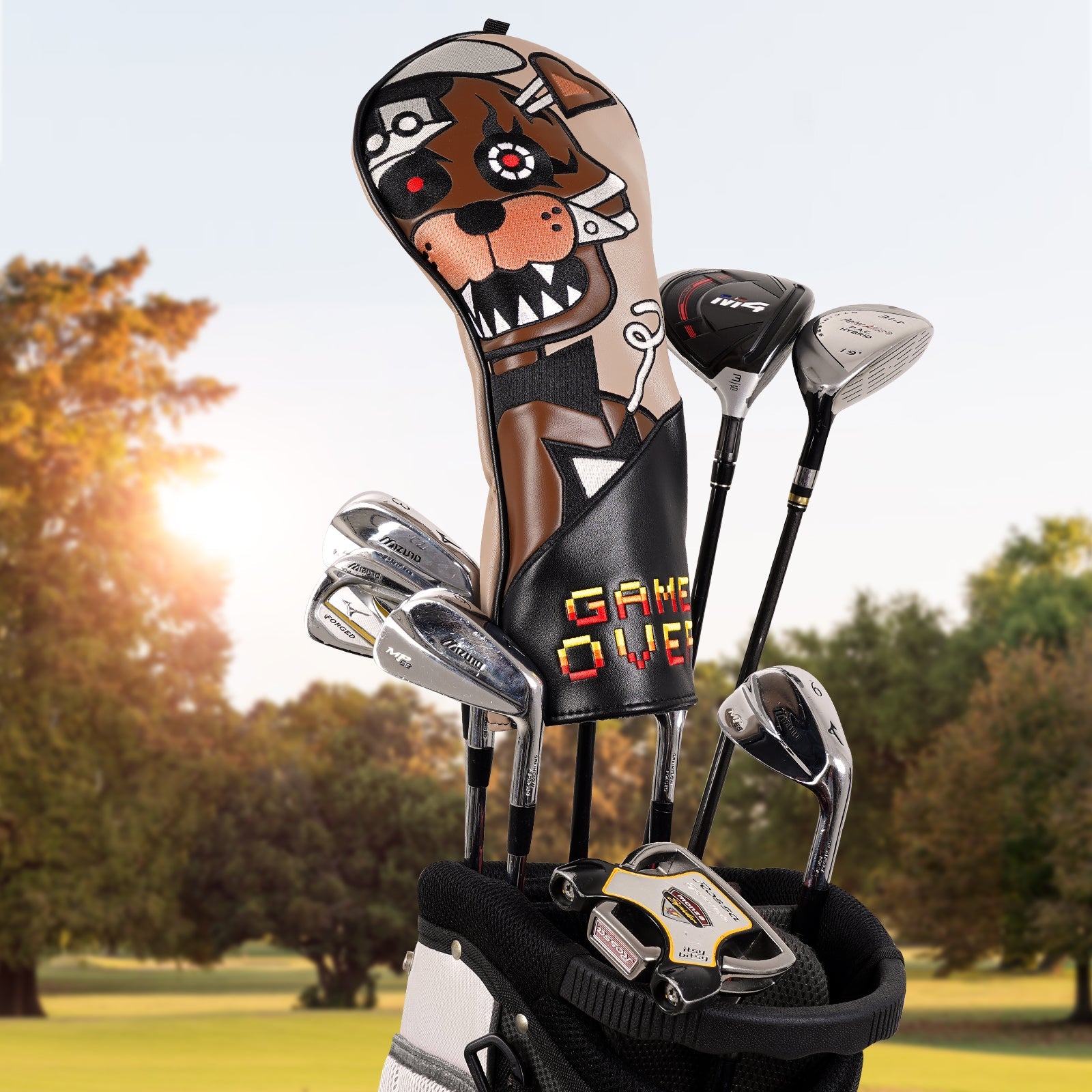 Brown Teddy Bear Embroidery Driver Fairway Hybrid Head Cover