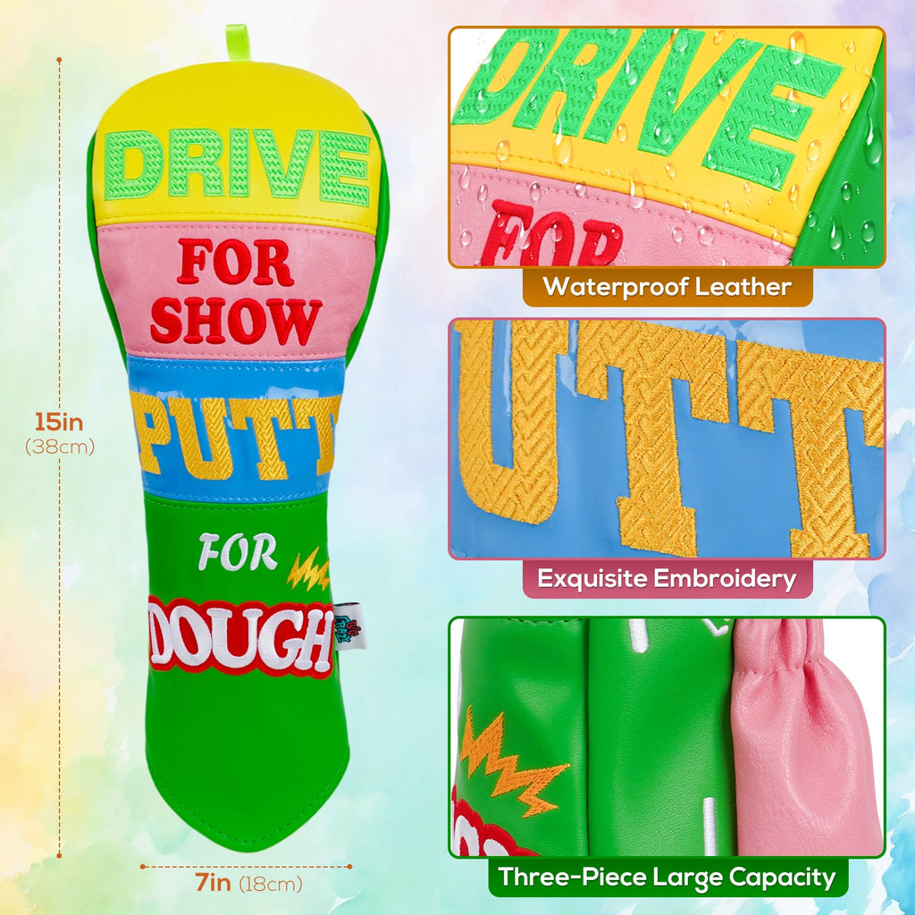 Blue Yellow Pink Green Splice Driver Putter Golf Headcover
